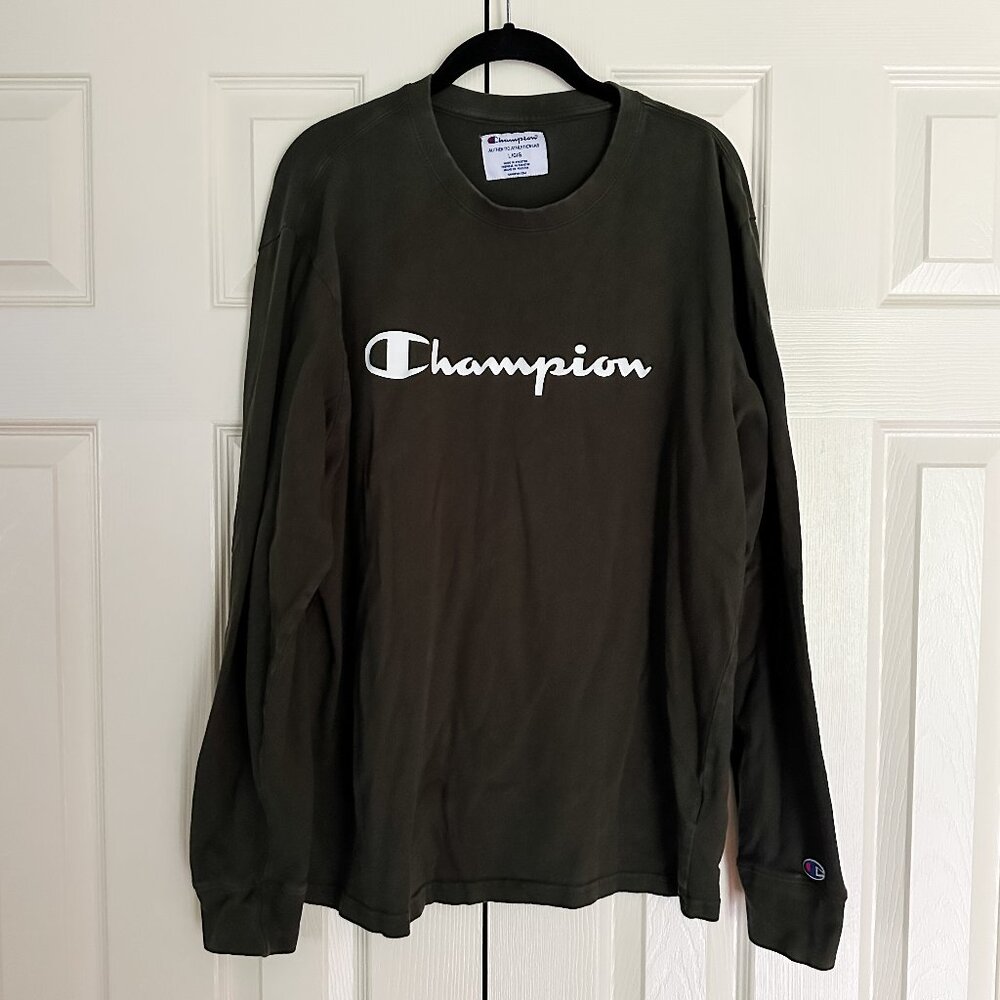 Men's Champion Long Sleeve T-Shirt - Green Size L